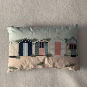 Beach Hut Throw Pillow